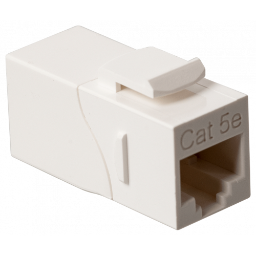 RJ-45 socket coupler, unshielded, 90 degrees, category 5E, Keystone form-factor, white